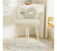 ROOMTEC Chaise de bureau pivotante avec dossier, chaise de bureau rembourrée moderne pour chambre à coucher, salon (blanc cassé)