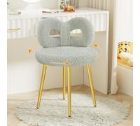 ROOMTEC Chaise de bureau pivotante avec dossier, chaise de bureau rembourrée moderne pour chambre à coucher, salon (gris avec pieds dorés)