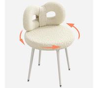 ROOMTEC Chaise de salle à manger blanche | Chaise de coiffeuse pivotante, chaise d'appoint | Chaise de bureau | avec dossier | Sans roues | Taille S