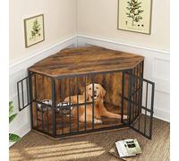 ROOMTEC Meubles d'angle de Cage pour Chien, Table d'appoint en Bois avec Bol, Table d'appoint d'intérieur pour Animaux domestiques, Dessus Large, Parfait pour Une pièce limitée de 134,6 cm