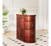 ROOMTEC Table d'appoint étroite en bois massif avec 2 tiroirs, pas de montage, table d'appoint de chaise, dossier fini, table d'appoint en bois vintage pour salon, chambre à coucher