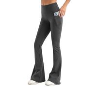 RoomTour Pantalon de Yoga Pantalon Extensible Taille Haute Pantalon athlétique Evasé Leggings Femme Taille Haute Hiver 1-Gris M