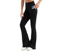 RoomTour Pantalon de Yoga Pantalon Extensible Taille Haute Pantalon athlétique Evasé Leggings Femme Taille Haute Hiver 1-Noir M