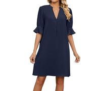 RoomTour Robe de Femme d'été décontractée à Manches Courtes et col en V pour Femme