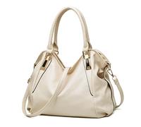 Roomy Fashion Women's Leather Handbag Ladies Purse Satchel Shoulder Nine Tote Bag(White)