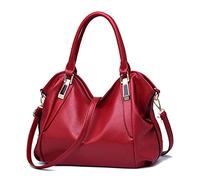 Roomy Fashion Women's Leather Handbag Ladies Purse Satchel Shoulder Nine Tote Bag(Wine)
