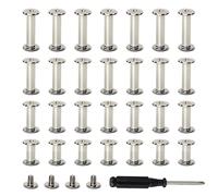 Roosea 120 Sets Vis de Reliure, Vis Chicago, Rivets en Cuir Avec Tournevis M5*5/10/15/20 mm Pour la Reliure de Livres, Documents, Maroquinerie