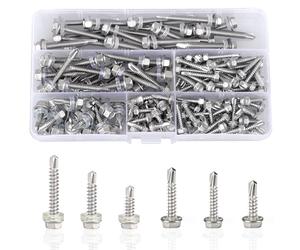 Roosea 165 Pcs Vis Autoforeuse Metal M4,2 M5,5 Vis Autotaraudeuse Inox Vis Autoperceuse Pour Metal Tete Hexagonale Vis Autoperceuse à Tête Hexagonale Vis Hexagonales Autoperceuses en Acier Inoxydable