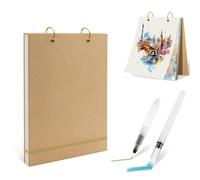 Roosea Carnet de Croquis A5, 60 Feuilles de Papier Aquarelle 188 g/m²avec 2 Pinceau à Eau, Couverture Rigide et Anneaux Amovibles pour Aquarelle, Acrylique, Dessin, DIY Loisirs Créatifs
