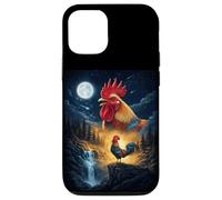 Rooster Howling to The Moon Vintage Funny Rooster Coque pour iPhone 12/12 Pro