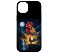 Rooster Howling to The Moon Vintage Funny Rooster Coque pour iPhone 14 Plus