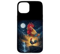 Rooster Howling to The Moon Vintage Funny Rooster Coque pour iPhone 15 Plus