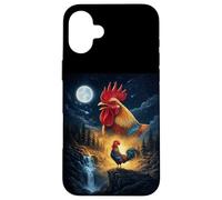 Rooster Howling to The Moon Vintage Funny Rooster Coque pour iPhone 16 Plus