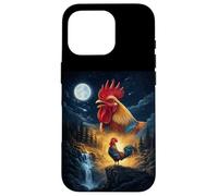 Rooster Howling to The Moon Vintage Funny Rooster Coque pour iPhone 16 Pro