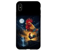 Rooster Howling to The Moon Vintage Funny Rooster Coque pour iPhone XS Max