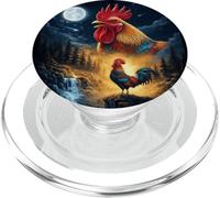 Rooster Howling to The Moon Vintage Funny Rooster PopSockets PopGrip pour MagSafe