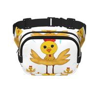 Rooster in the Square Fitness Sac à bandoulière de voyage, sac banane tendance et décontracté, sac banane carré double couche, noir, taille unique, Noir/blanc, One Size