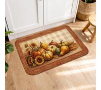 Rooster Tapis de cuisine pour sol, rustique, ciseaux, fruits d'automne, tapis d'évier de cuisine doux lavable pour évier, buanderie, salle de bain, meuble-lavabo, 40,6 x 61 cm, marron