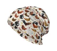 Roosters and Chickens Bonnet souple pour homme et femme Bonnet d'hiver chaud Noir