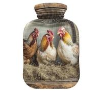 Roosters Rustic Woods Bouillotte pour eau chaude avec housse souple 2 l pour crampes menstruelles, crampes menstruelles