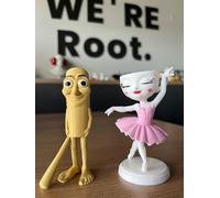 Root Made Tung Tung Sahur Figurine Brainrot et son amant Ballerine Cappuccino Brainrot Figure Tiktok Ai Character Meme Figure 10 cm, Lot de 2 figurines
