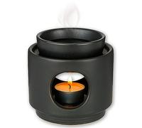 rooted.® Bruleur Bougie en Ceramique | Brûleurs à Huile Essentielle | Porte Bougie Céramique Diffuseur | brûleur de Fonte de Cire | Noir mat