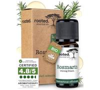 rooted.® Huile essentielle de romarin BIO 10 ml - Force capillaire - 100% pure - Active croissance, nourrit cuir chevelu, efficace contre chute