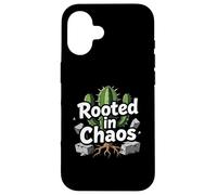 Rooted in Chaos Funny Cactus Gardener Graphic Coque pour iPhone 16