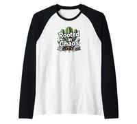 Rooted in Chaos Funny Cactus Gardener Graphic Manche Raglan