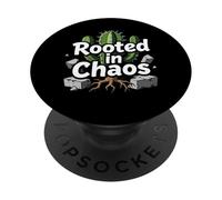 Rooted in Chaos Funny Cactus Gardener Graphic PopSockets PopGrip Adhésif