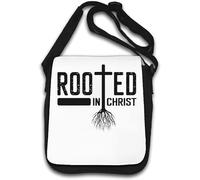 Rooted In Christ Christian Cross Roots Sac à bandoulière graphique Blanc