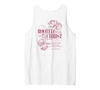 Rooted in Christ Christian Floral Vintage Pivoine Bible Verse Débardeur