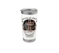 Rooted in Christ Cross Shirt Christian Tee for Men Gobelet isotherme en acier inoxydable double paroi