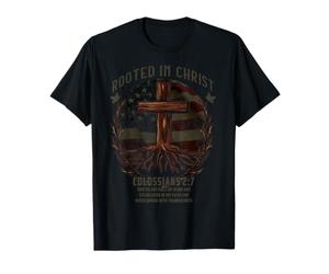 Rooted in Christ Cross Shirt Christian Tee for Men T-Shirt