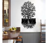 Rooted in Christ Tree of Life Christian Metal Wall Art, Rustic Faith Iron Wall Decor, Black, for Prayer Room, Office, Church, (Black, 53"x29"|135x73cm)