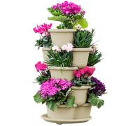 RooTrimmer Jardinière empilable à 5 Niveaux pour Fraises, jardinière Verticale intérieur/extérieur, Plantes aromatiques pour cultiver des Fleurs, des légumes et des Plantes Grasses (Blanc cassé)