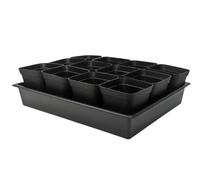 RooTrimmer Lot de 60 pots de semis carrés de 9 cm, plateaux robustes pour semis, plateau de germination pour semis, microgreenings, 5 ensembles