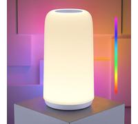 ROOTRO Lampe de Chevet Tactile RGB Polyvalente, Lampe de Table Dimmable avec 3 Modes Intensité d'Éclairage Design Épuré Lumière Douce sans Scintillement Parfaite Chambre Bureau Lampes de Table Cadeau