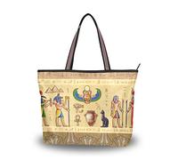 Rootti Grand sac à main pour femme avec fermeture éclair Motif culture égyptienne Réutilisable Sac à main Sac à bandoulière Sac de voyage Sac à main