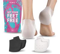 ROOTZ® 2 Paires de Protège-Talons en Silicone | Talonnette Gel pour Soulager Douleur, Ampoules et Épine Calcanéenne | Manchon Respirant et Lavable | 4 pièces/2 paire (Blanc/Noir)