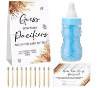 Roowest Lot de 512 petits jeux de devinettes - 100 petits jeux de devinettes - 10 crayons HB - Bouteille de lait de 750 ml - 400 tétines en acrylique - Décoration pour révélation du sexe des invités