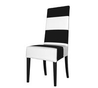ROOZEE Housses de chaise de salle à manger élastiques à rayures noires et blanches | Transformez votre expérience de salle à manger avec nos housses de chaise amovibles