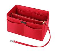 Ropch Organisateur de Sac à Main en Feutre, Sac de Rangement Intérieur Bag in Bag pour Femmes avec Sac à Fermeture éclaire et Porte-clés (Rouge, M)