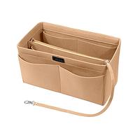 Ropch Organisateur de Sac à Main en Feutre, Sac de Rangement Intérieur Bag in Bag pour Femmes avec Sac à Fermeture éclaire et Porte-clés (Beige, M)