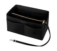 Ropch Organisateur de Sac à Main en Feutre, Sac de Rangement Intérieur Bag in Bag pour Femmes avec Sac à Fermeture éclaire et Porte-clés (Noir, M)