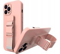 Rope Case Silicone Lanyard Cover Purse Lanyard Strap for Samsung Galaxy S22 Ultra Pink Handyhülle