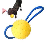 Rope Chew Ball Toy for Dogs, Interactive Dog Tug Toy, Squeaky Ball on Rope for Small Breeds, Dog Training Ball for Outdoor Fetch, Bite Resistant Pet Chew Toy for Puppies, Chewing Ball with Hanging Rop