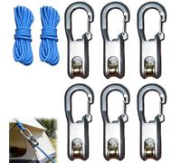 Rope Roller Cam Lock Tensioner, corde avec tensioner à rouleau pour typage facile et sûr, outil de camping et de bateau avec boucle de verrouillage, ajusteur de tie-tire-bas d'extérieur (2 cordes et 6