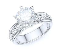 Rope torsadé en argent sterling tige confortable 2ct diamant rond simulé ou bague de fiançailles de promesse Moisanite authentique