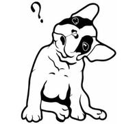ROPEME Autocollant De Voiture 22 Cm (8,6 Pouces) Bouledogue Français Chiot Mignon Animal De Compagnie Point D'interrogation Autocollants De Voiture Autocollant en Vinyle Noir/Argent